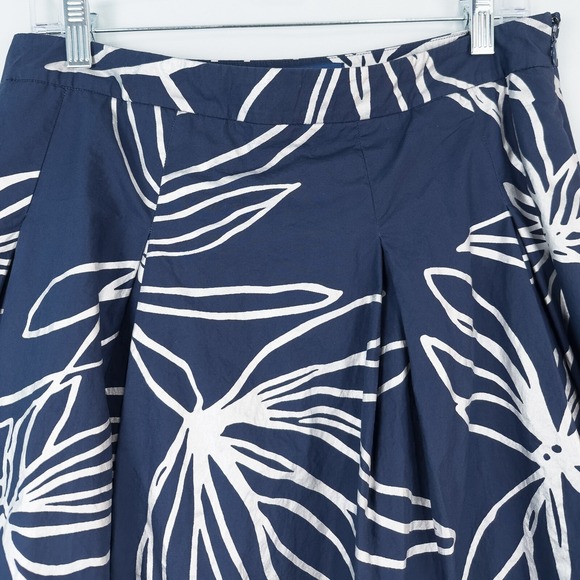 Talbots RSVP Floral Pleated Full Midi Skirt Size 8 Lined Blue Silver Pockets - Picture 9 of 16